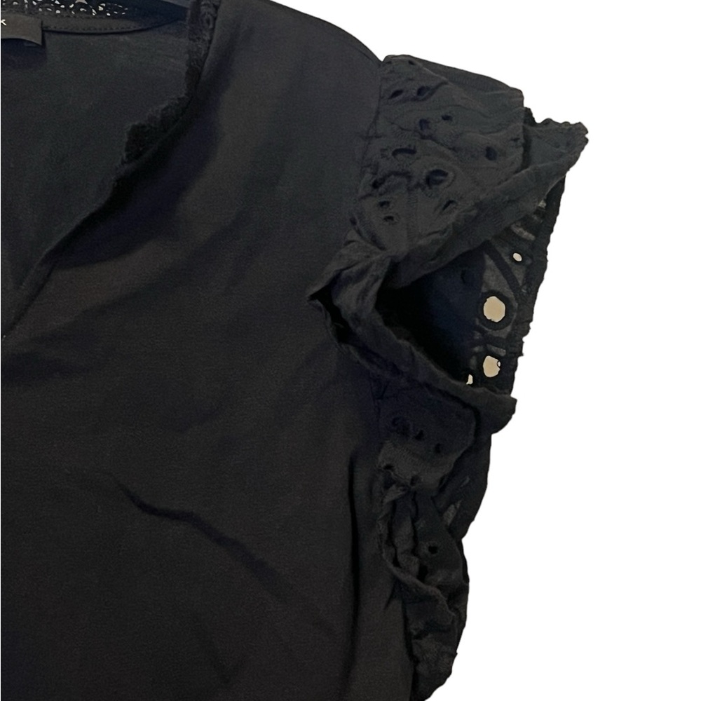 Marc New York Black Ruffle Sleeve with lace trim Shirt Top - Picture 8 of 10